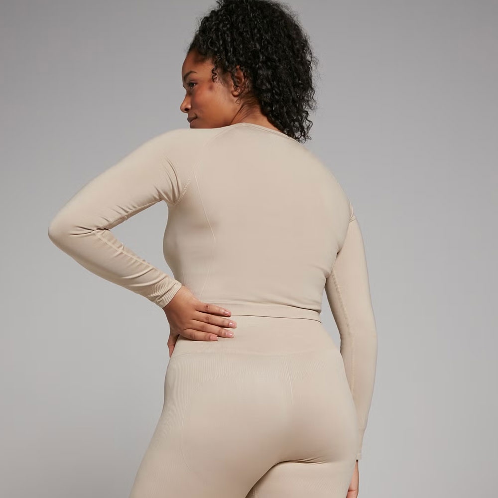 Seamless Long Sleeve Crop Top – Sandstone